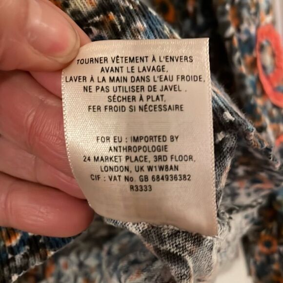 Anthropologie Guinevere Floral Looped Ribbon Trim Cardigan Sweater - Picture 6 of 9